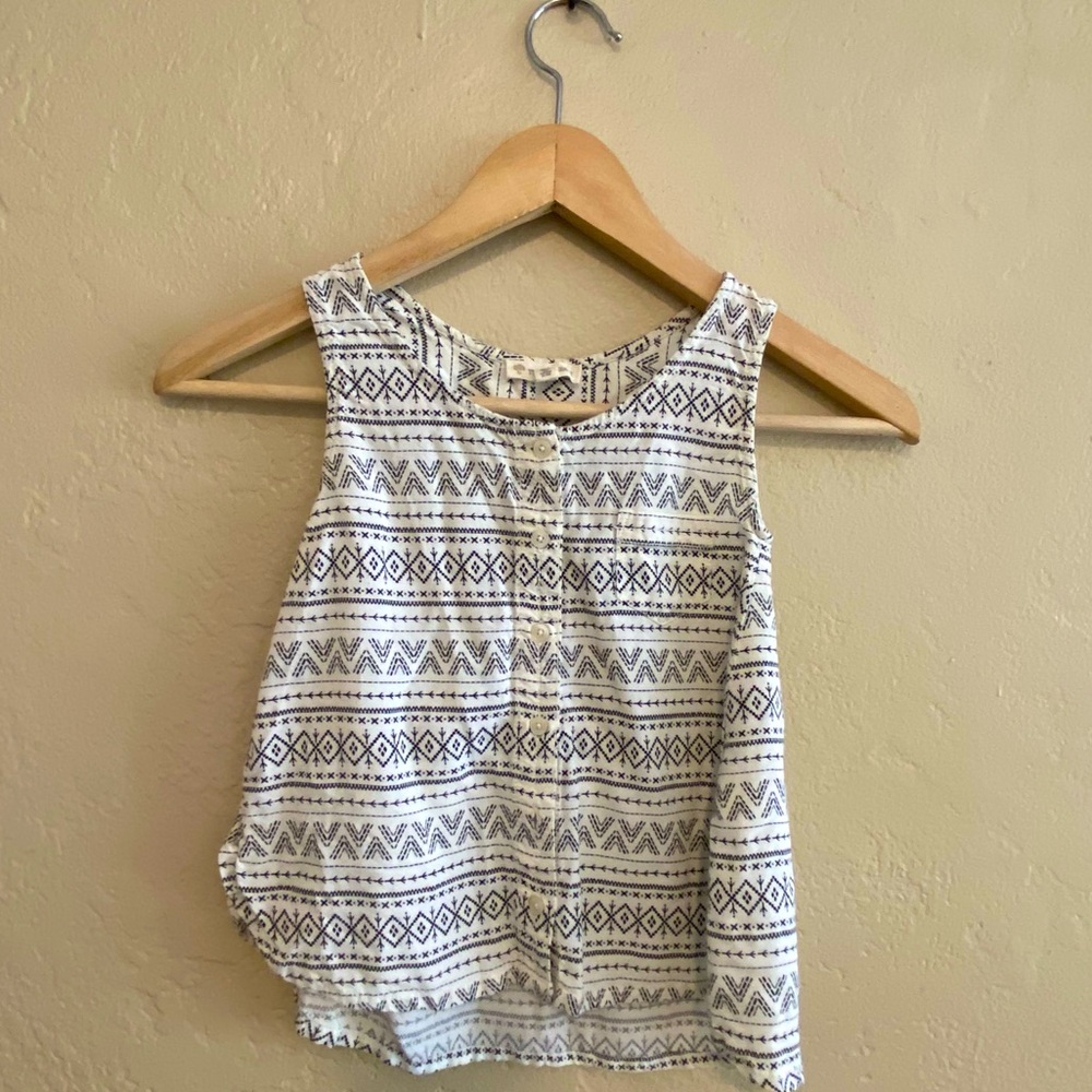 ☀️5/25☀️ Tucker & Tate Girl’s Boho Tank Top Button Front Black & Cream Sz 7/8